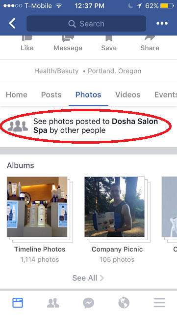 Facebook Page Tagged Photos by Other Users on Mobile