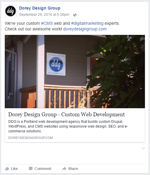 Highly-Optimized Facebook Post using OpenGraph Protocol, Desktop Example