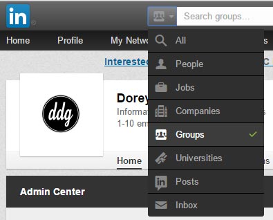 LinkedIn Groups, Search, Drop-down Button, blog post