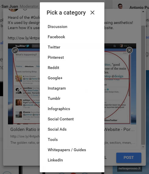 Google+ Community, Blog Post, Pick Category