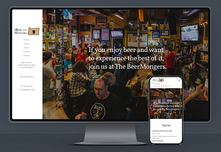 beer mongers website on various screens