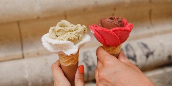 Two ice cream cones