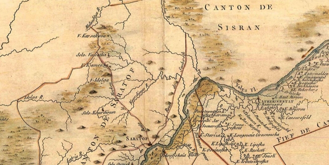 Map of the volga river settlements